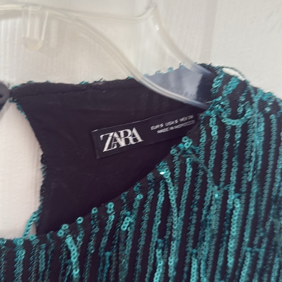 Zara Emerald Sequin Mini Dress size small - Picture 2 of 4